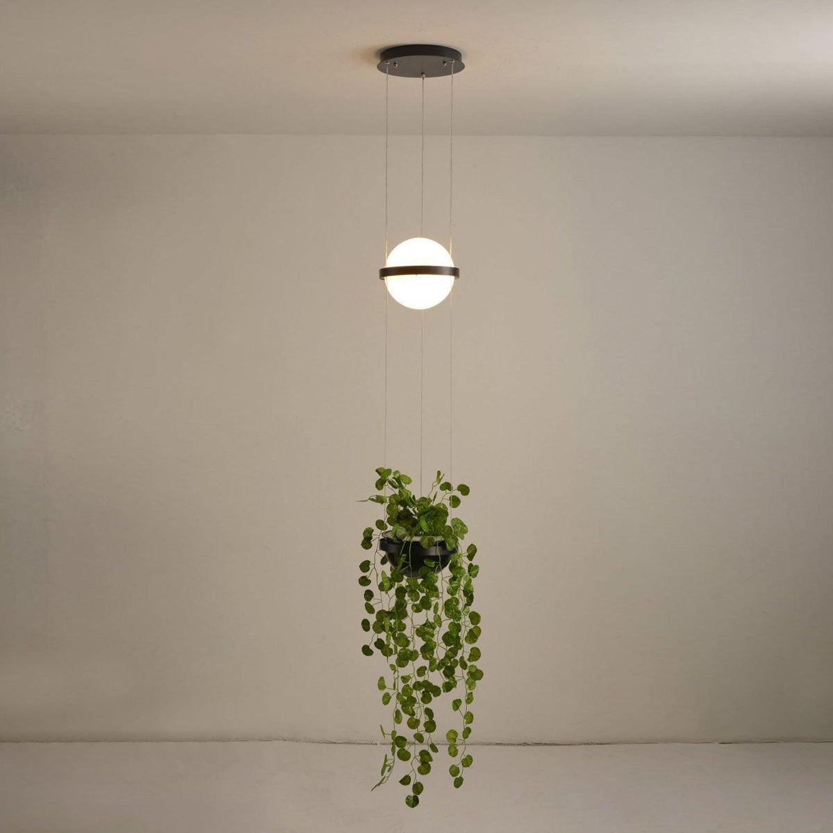 Spherical LED Hanging Fixture for Kitchen Island & Dining Area – Adjustable Height Black Metal Pendant with Dual-Tone Lighting, 8.7 in Acryl | Thomler