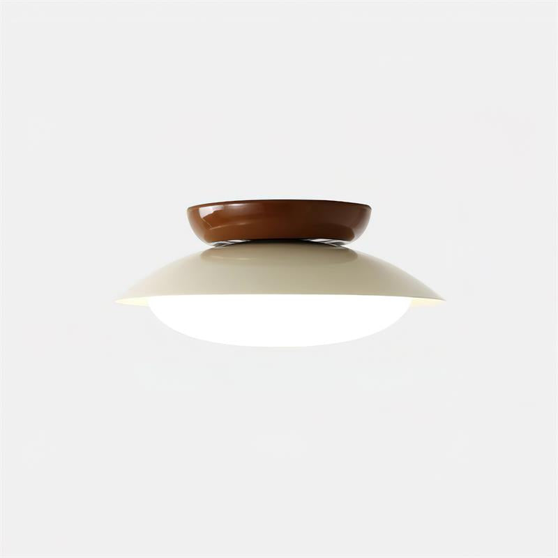 Lámpara de techo LED empotrable de 10 pulgadas con estructura metálica verde y marrón para cocina, baño o patio cubierto