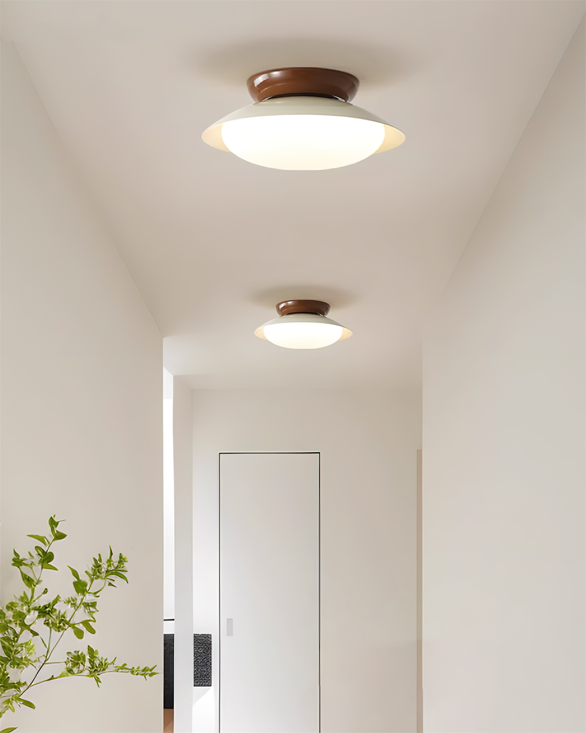Lámpara de techo LED empotrable de 10 pulgadas con estructura metálica verde y marrón para cocina, baño o patio cubierto