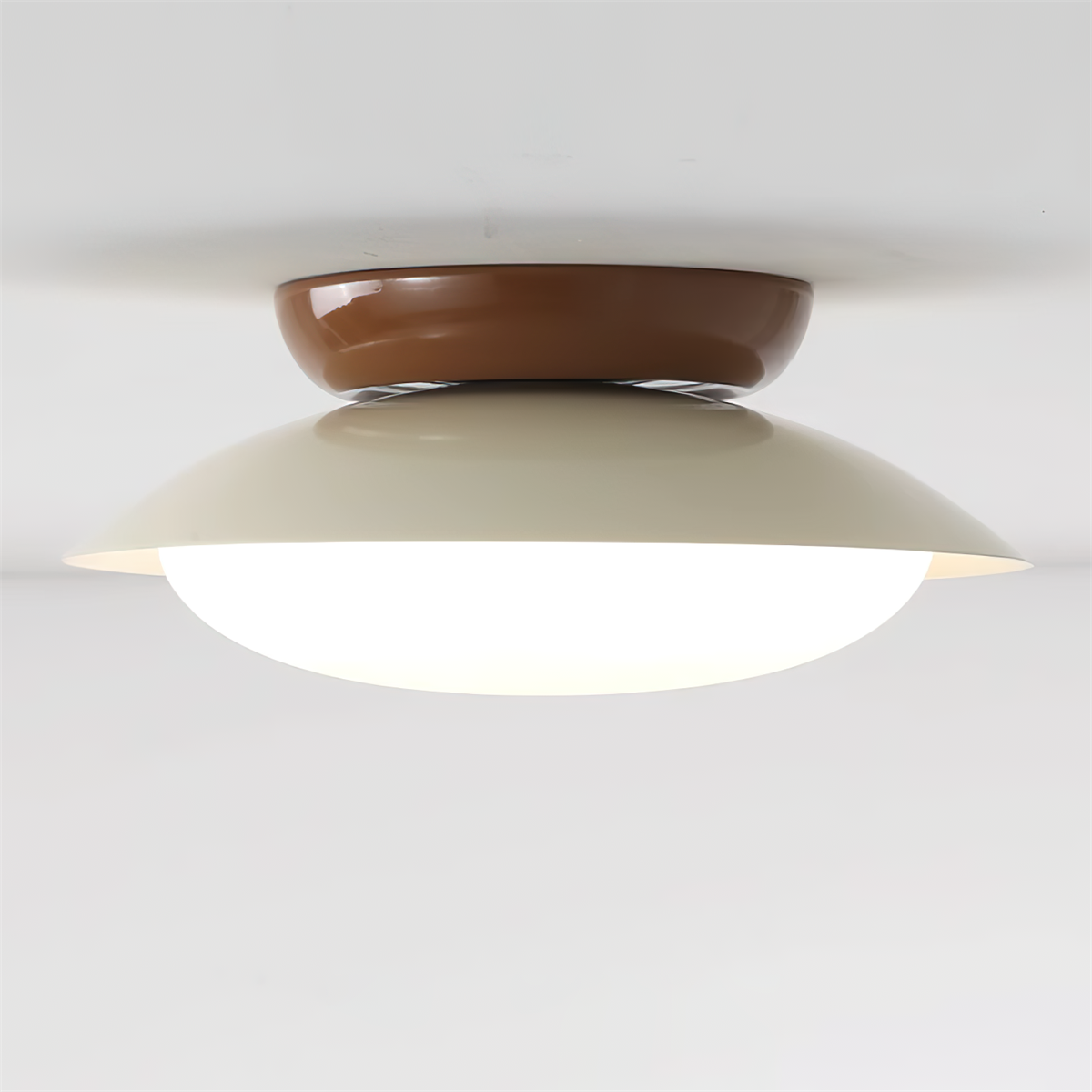 Lámpara de techo LED empotrable de 10 pulgadas con estructura metálica verde y marrón para cocina, baño o patio cubierto