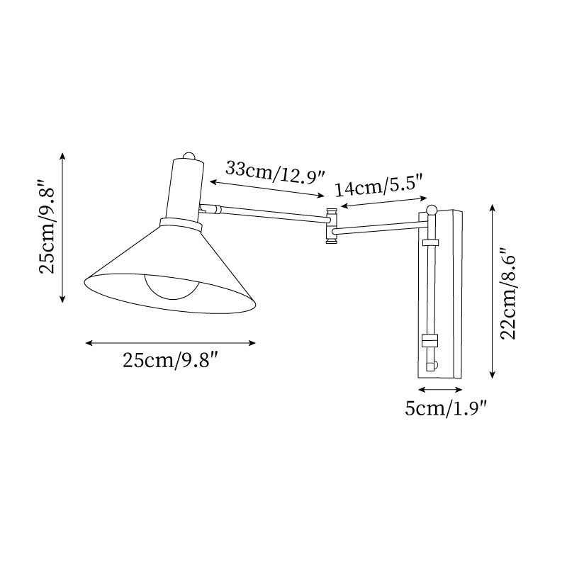 Rotating Sconce with Pivoting Head for Bedroom, Bathroom & Hallway – Metal Fixture in White, Black, Red – 10-Inch Adjustable Design | Thomler