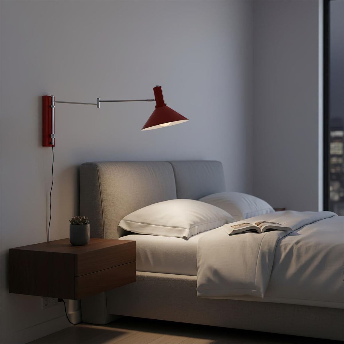 Rotating Sconce with Pivoting Head for Bedroom, Bathroom & Hallway – Metal Fixture in White, Black, Red – 10-Inch Adjustable Design | Thomler