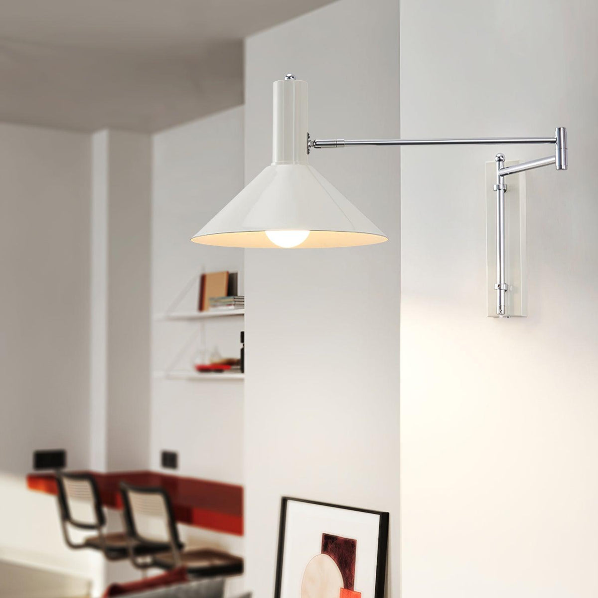 Rotating Sconce with Pivoting Head for Bedroom, Bathroom & Hallway – Metal Fixture in White, Black, Red – 10-Inch Adjustable Design | Thomler