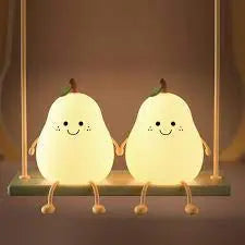 Squishy Pear Night Light for Kids, Rechargeable LED Touch Lamp with 7 Color Modes, Soft Silicone Nursery Nightlight for Children's Bedroom | Thomler