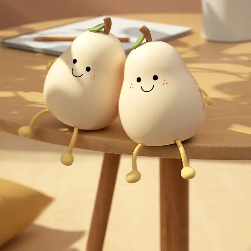 Squishy Pear Night Light for Kids, Rechargeable LED Touch Lamp with 7 Color Modes, Soft Silicone Nursery Nightlight for Children's Bedroom | Thomler
