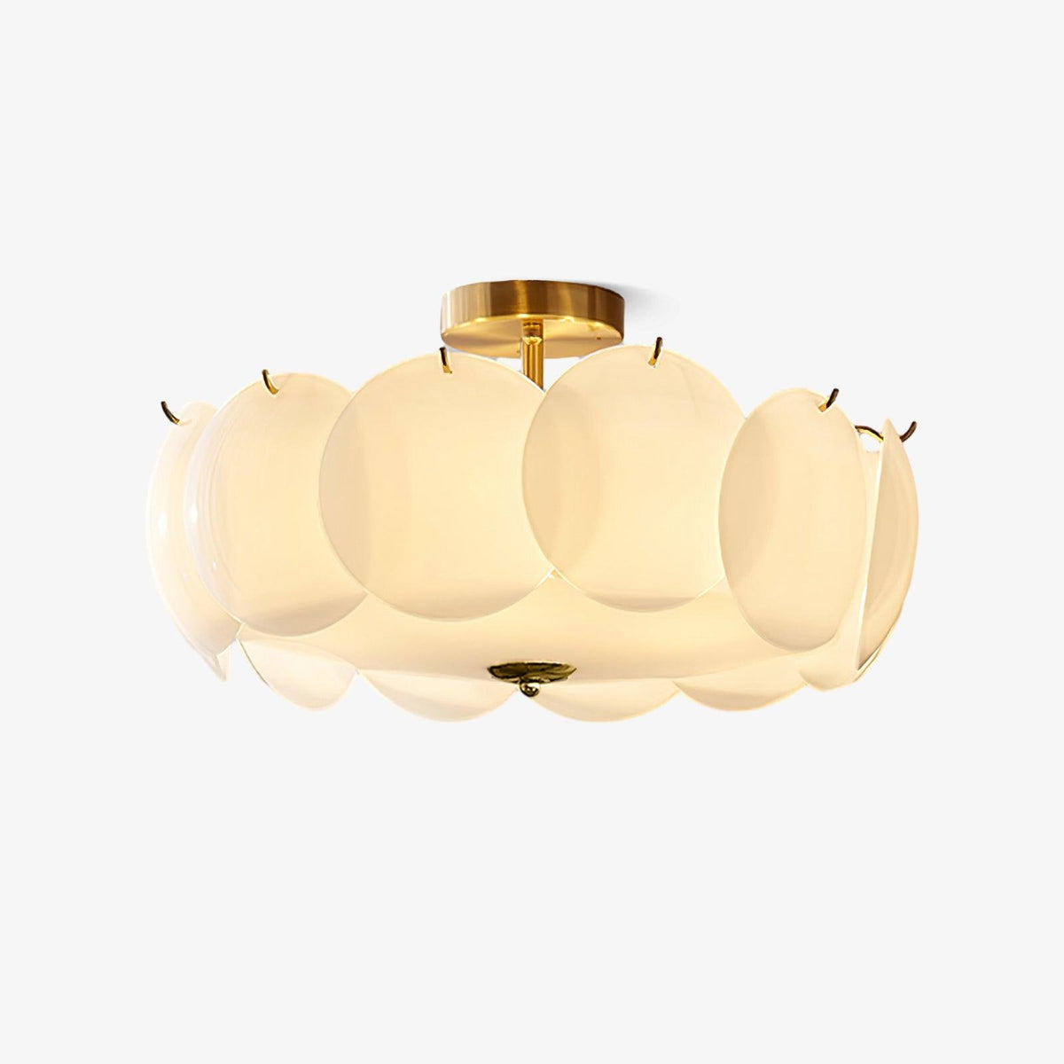 Deckenleuchte mit geschichteter Glasscheibe in warmem Kupfer | Höhenverstellbarer Semi-Flush-Kronleuchter für Eingangsbereich, Kücheninsel & Schlafzimmerdecke | Thomler