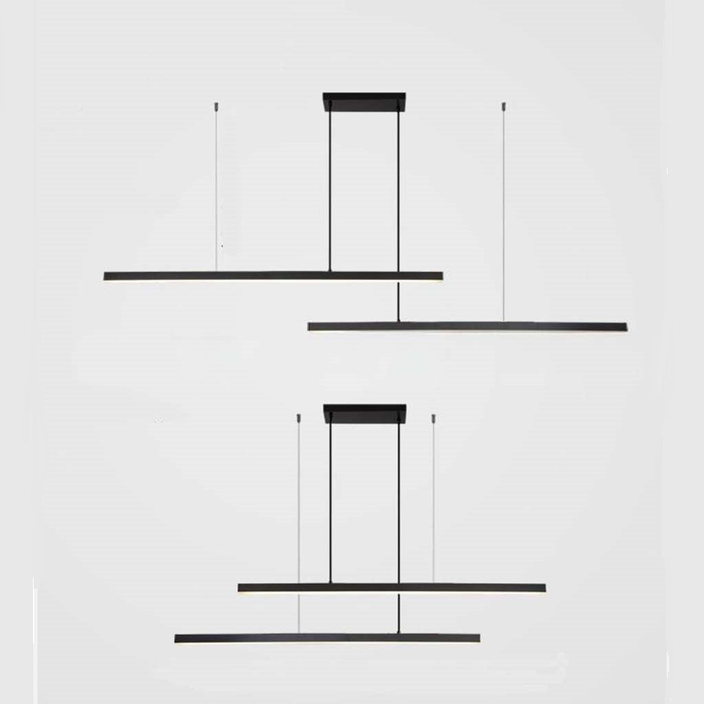 Linear LED Ceiling Fixture Brass Finish Adjustable Height Dimmable Remote Control for Kitchen Island Dining Room Table Modern Hanging Light | Thomler
