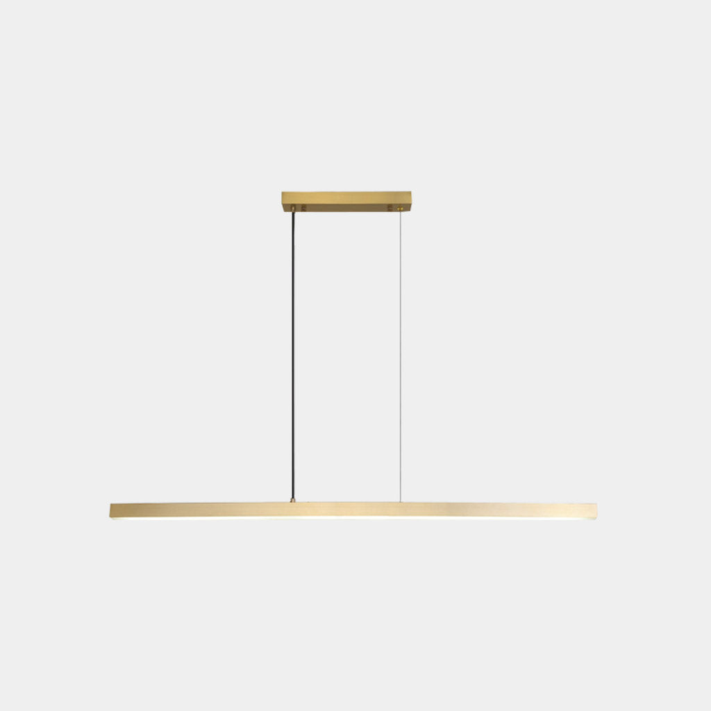 Linear LED Ceiling Fixture Brass Finish Adjustable Height Dimmable Remote Control for Kitchen Island Dining Room Table Modern Hanging Light | Thomler