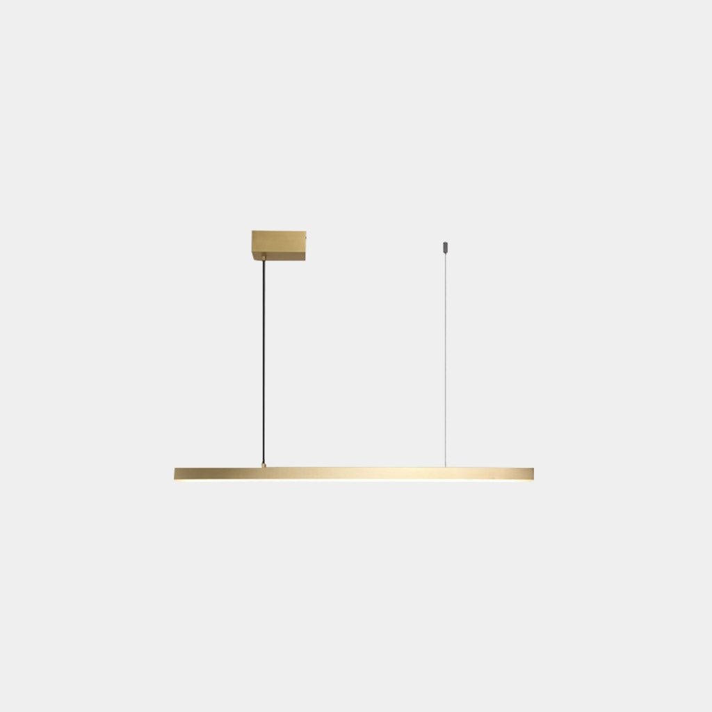 Linear LED Ceiling Fixture Brass Finish Adjustable Height Dimmable Remote Control for Kitchen Island Dining Room Table Modern Hanging Light | Thomler