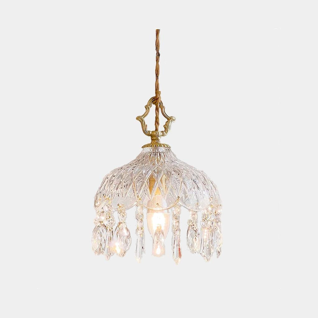 Glass Globe Ceiling Fixture with Crystal Accents – Adjustable Color Temperature 2700K-7000K for Kitchen Island, Bedroom, or Entryway – 8 in | Thomler