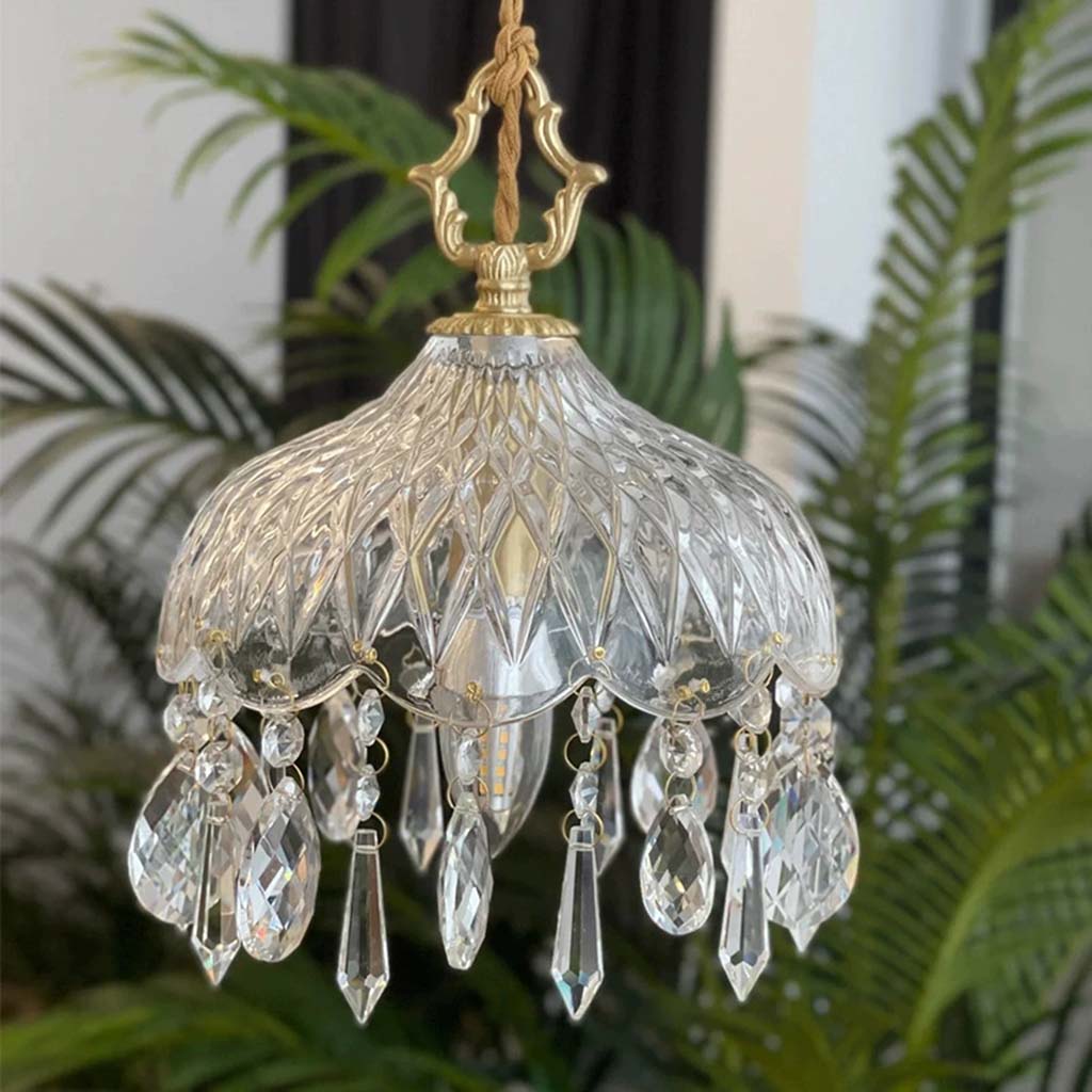 Glass Globe Ceiling Fixture with Crystal Accents – Adjustable Color Temperature 2700K-7000K for Kitchen Island, Bedroom, or Entryway – 8 in | Thomler