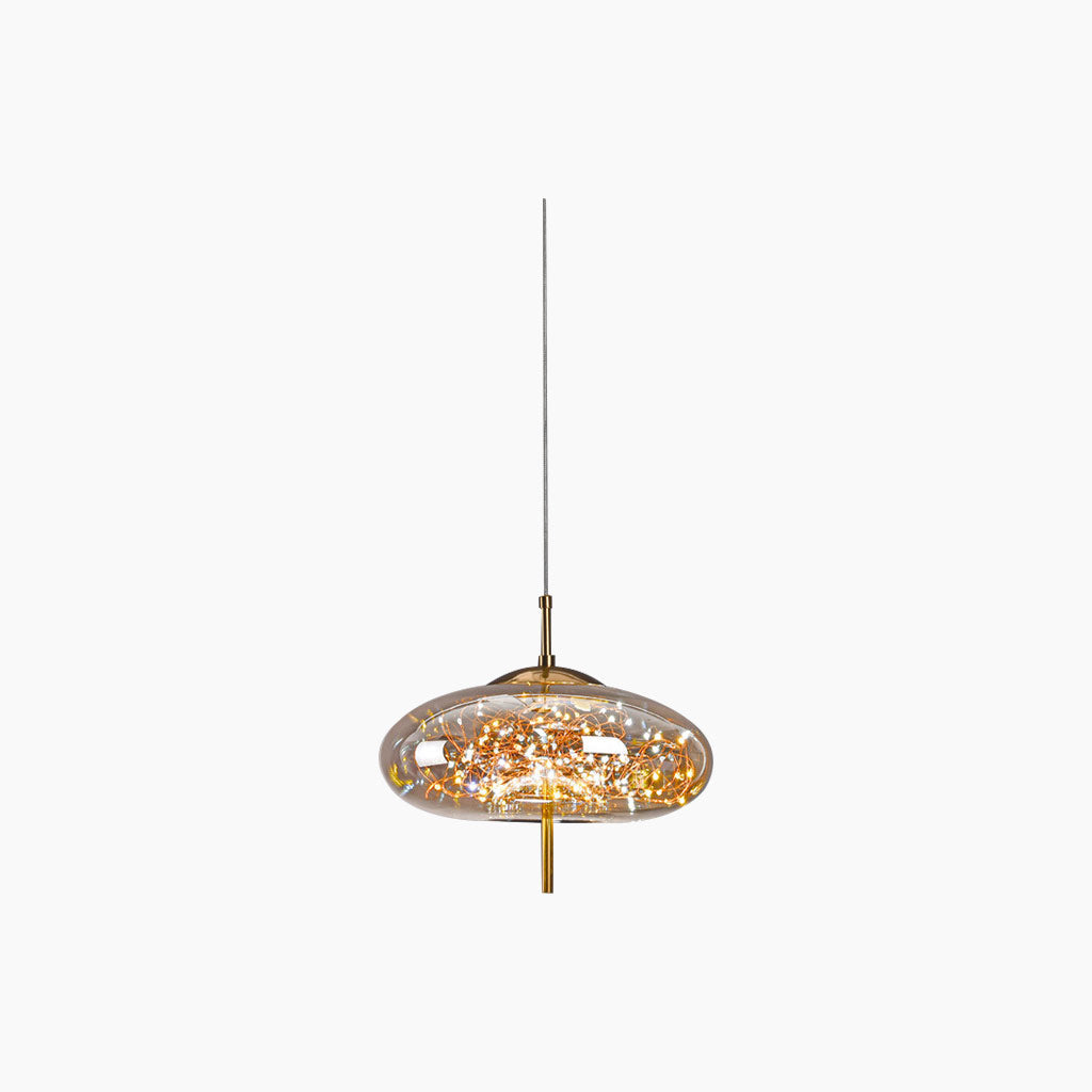 Glass Hanging Light Fixture with Adjustable Temperature Control for Dining Room Kitchen Bedroom | Nordic Style Ceiling Drop Lamp with Star P | Thomler