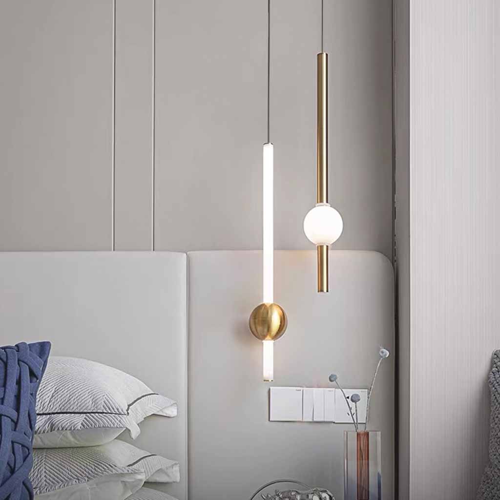 Linear Hanging Ceiling Light LED Iron Glass Tube Fixture Adjustable Height Bedroom Dining Room Kitchen Island Warm Neutral Glow 3.5 in Diame | Thomler