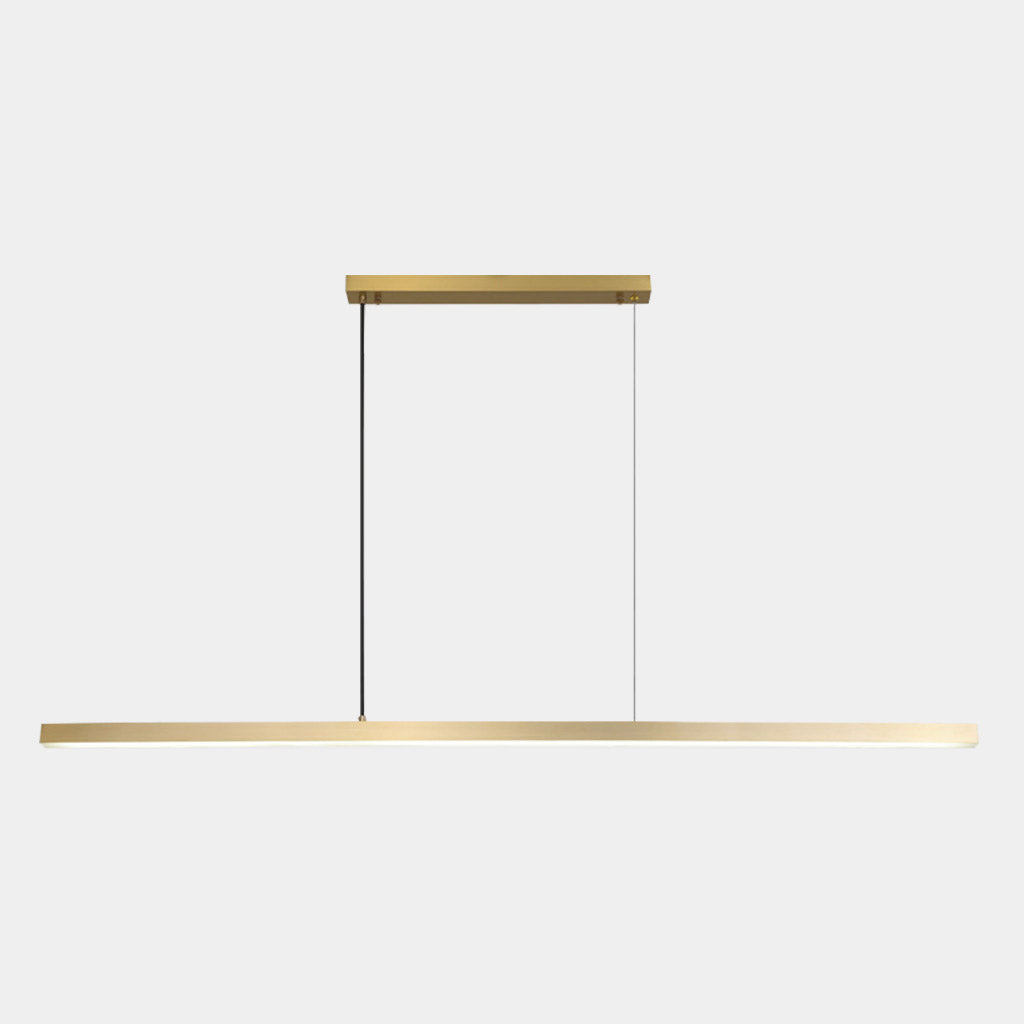 Linear LED Ceiling Fixture Brass Finish Adjustable Height Dimmable Remote Control for Kitchen Island Dining Room Table Modern Hanging Light | Thomler