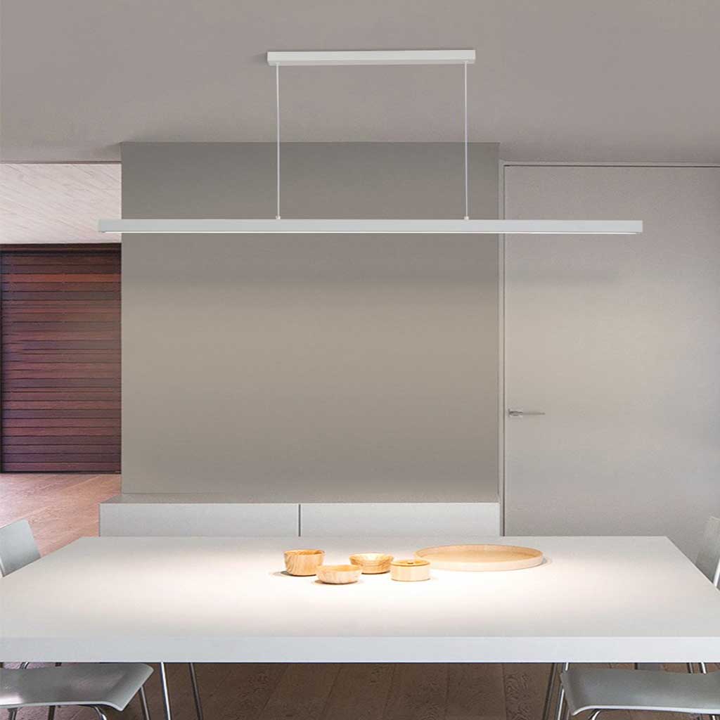 Dimmable LED Ceiling Fixture 31.5 in Sleek Aluminum Bar Contemporary Hanging Light for Kitchen Island Dining Table Office Workspace