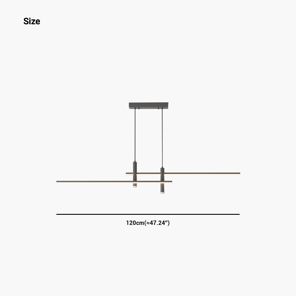 Sleek Overhead Linear LED Fixture 31.5 in Aluminum with Adjustable Spots for Kitchen Island Dining Table Modern Suspension Lamp in Black or | Thomler