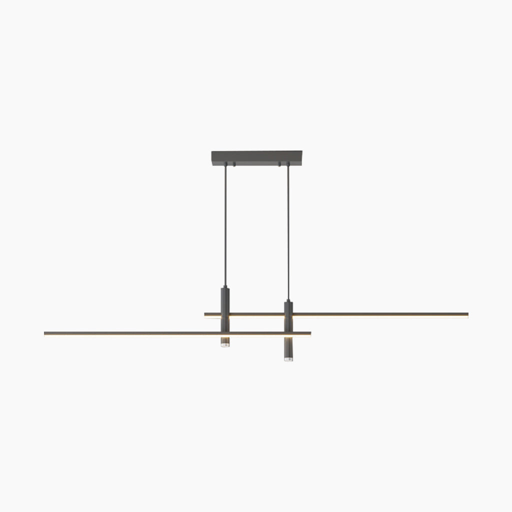 Sleek Overhead Linear LED Fixture 31.5 in Aluminum with Adjustable Spots for Kitchen Island Dining Table Modern Suspension Lamp in Black or | Thomler