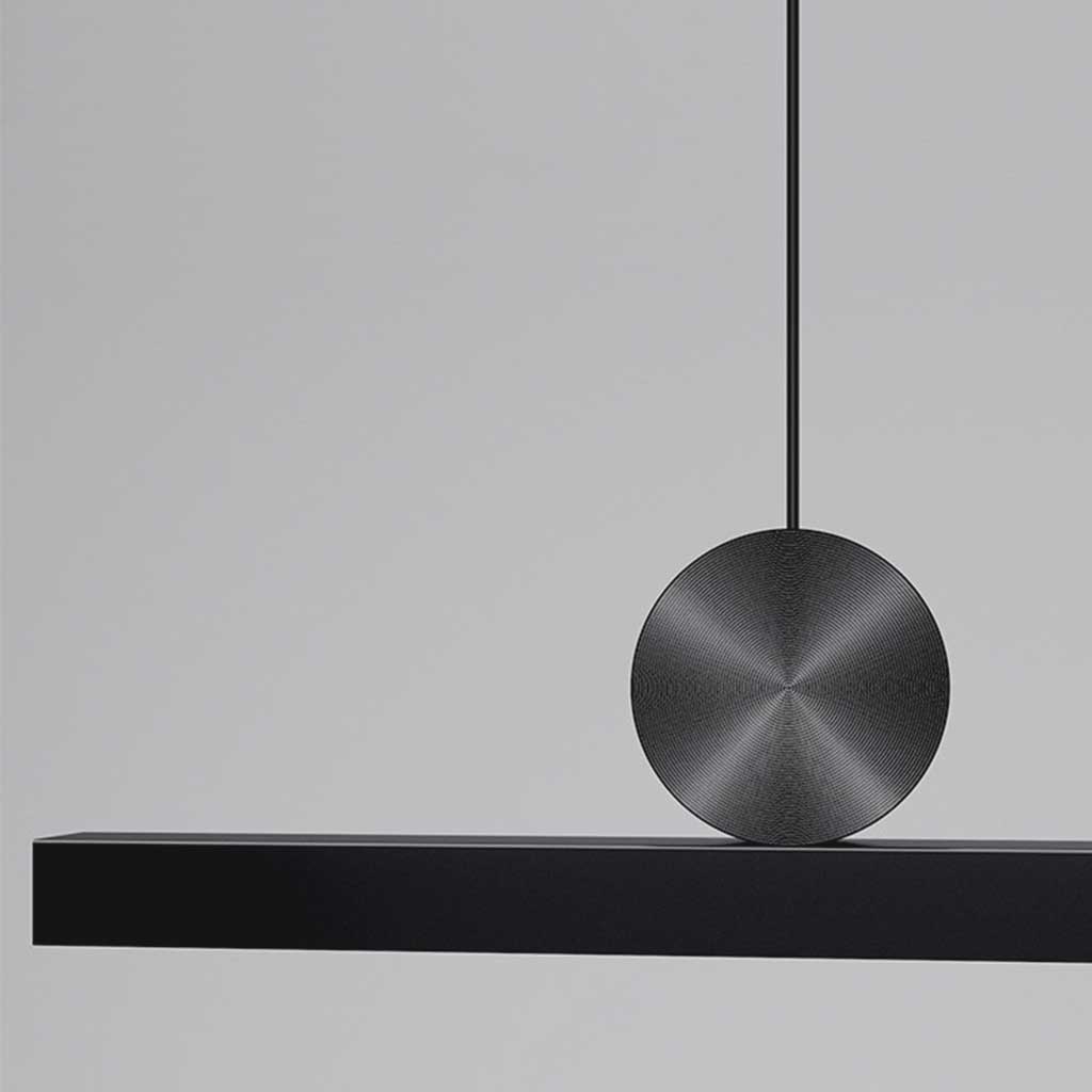 Suspended Bar Fixture LED Aluminum 39 in Matte Black Remote-Dimming Counter Overhead Lighting for Kitchen Island Dining Contemporary Spaces | Thomler