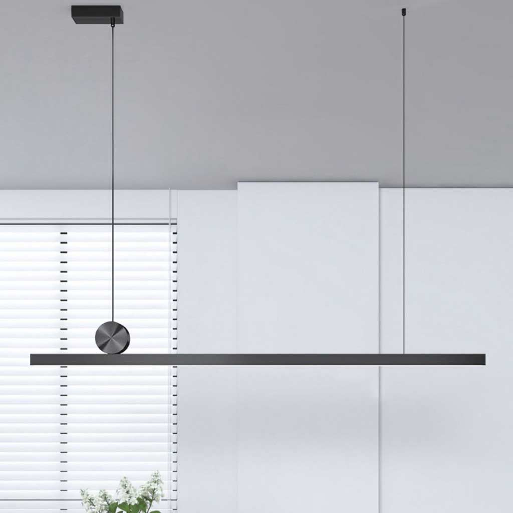 Suspended Bar Fixture LED Aluminum 39 in Matte Black Remote-Dimming Counter Overhead Lighting for Kitchen Island Dining Contemporary Spaces | Thomler