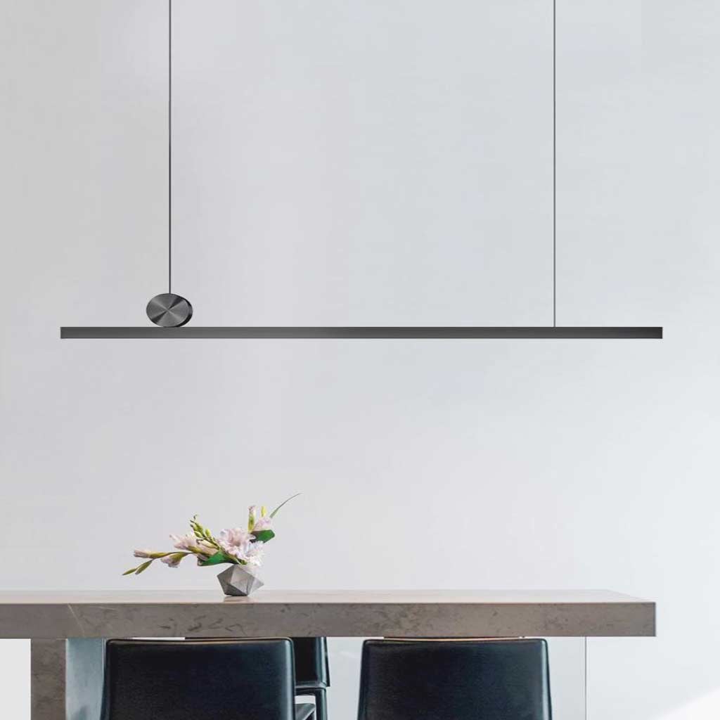 Suspended Bar Fixture LED Aluminum 39 in Matte Black Remote-Dimming Counter Overhead Lighting for Kitchen Island Dining Contemporary Spaces | Thomler