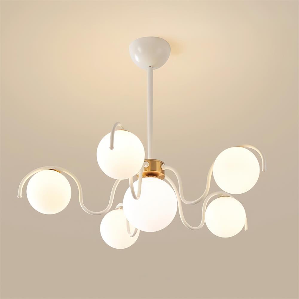 Glazen plafondlamp met meerdere armen, 30 inch breedte, rode metalen kroonluchter voor kookeiland, moderne takvormige hanglamp voor boven de eettafel, voor binnengebruik | Thomler