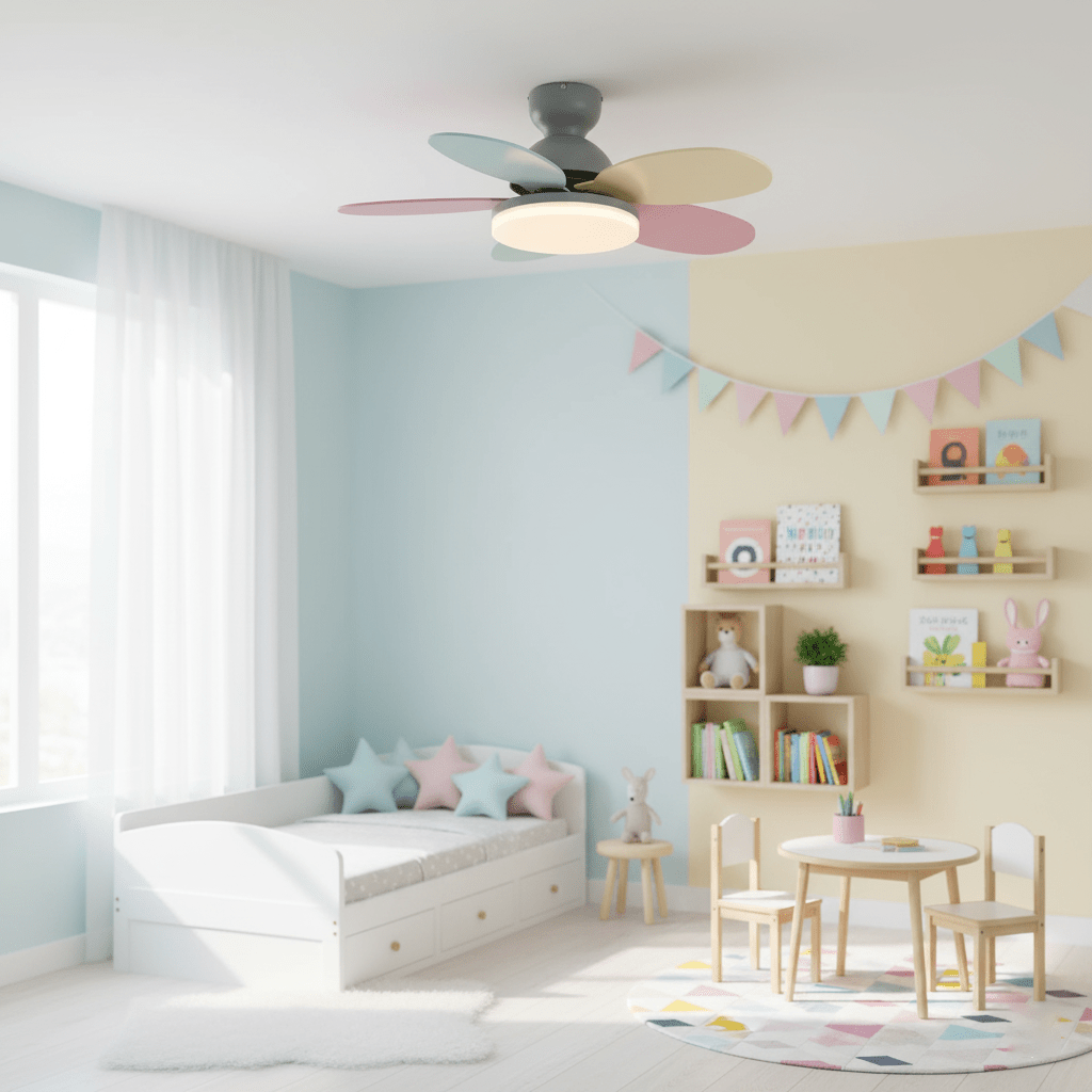 Ventilador de techo para interiores con luz LED, 35 pulgadas, aspas de madera con diseño curvo, 6 velocidades, control remoto, motor de CC para sala de estar, dormitorio, comedor, gris