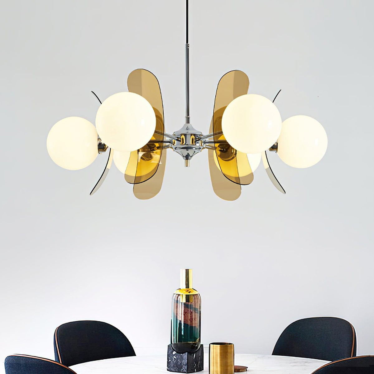 IJzeren glazen plafondlamp voor eetkamer, moderne armatuur met meerdere lichtbronnen, verstelbare hangkroonluchter voor keukeneiland, woonkamer, hal | Thomler