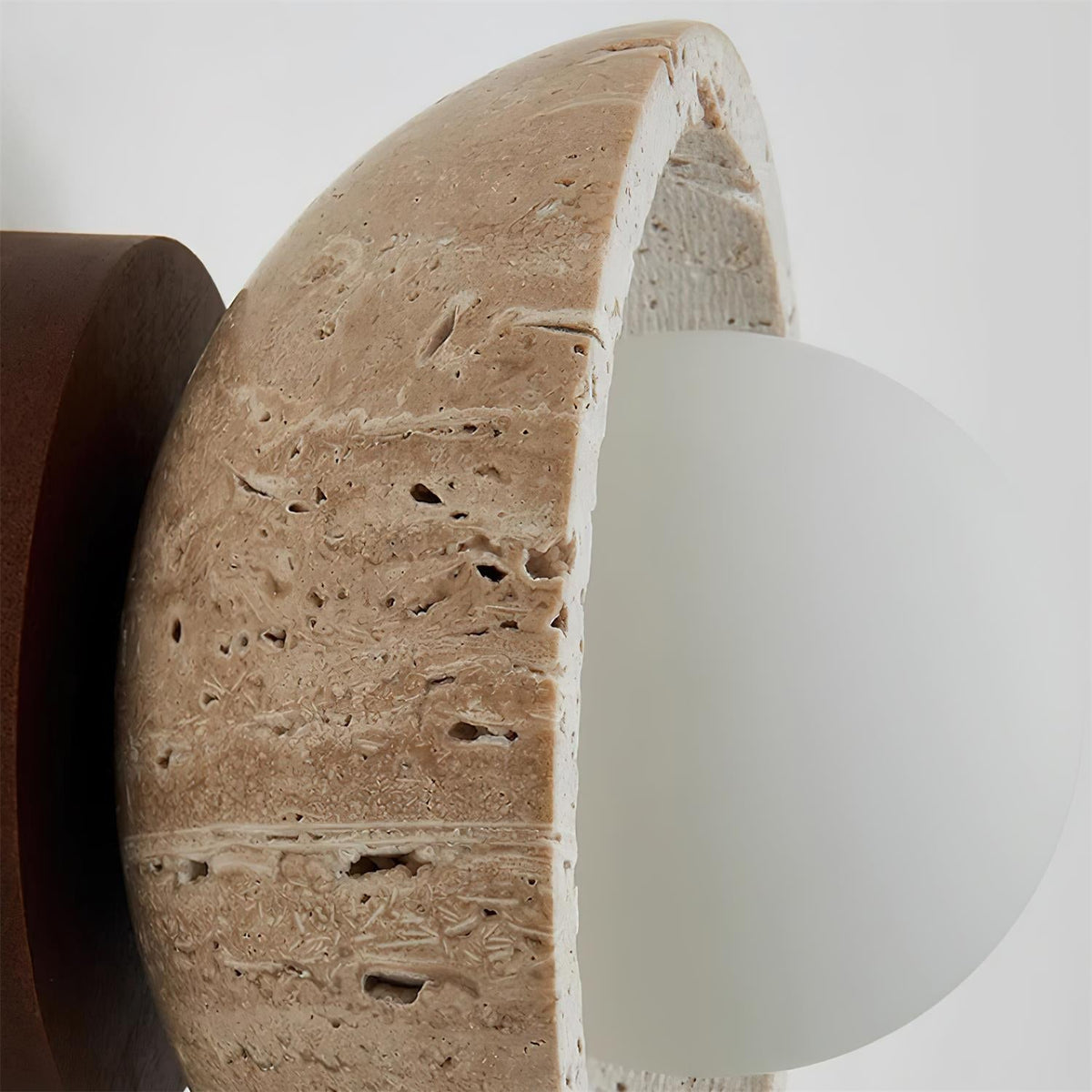 Travertine Stone Flush Mount Light 5.9 in Diameter White Natural Wood Wall or Ceiling Fixture G9 Base Opal Glass Diffuser for Bathroom Bedro | Thomler