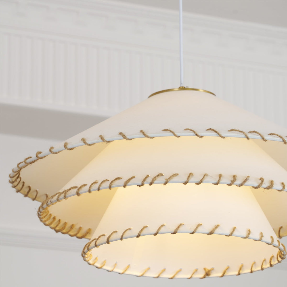 Oversized Fabric Drum Shade Ceiling Light for Kitchen Island & Dining Table – Adjustable Height Indoor Fixture with E26 Socket, Warm Ambient | Thomler
