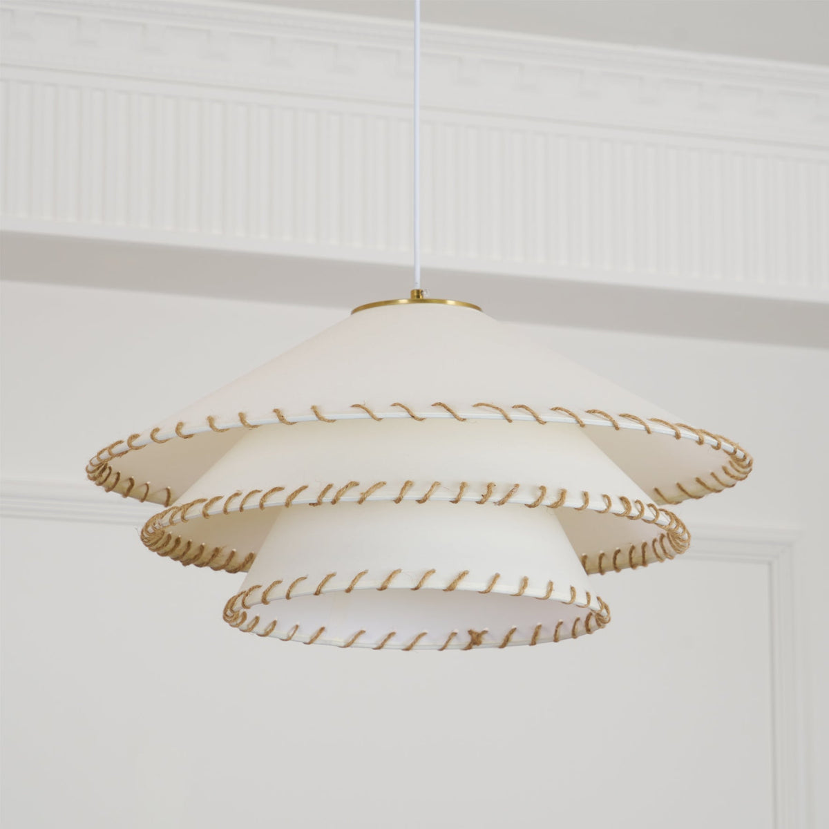 Oversized Fabric Drum Shade Ceiling Light for Kitchen Island & Dining Table – Adjustable Height Indoor Fixture with E26 Socket, Warm Ambient | Thomler