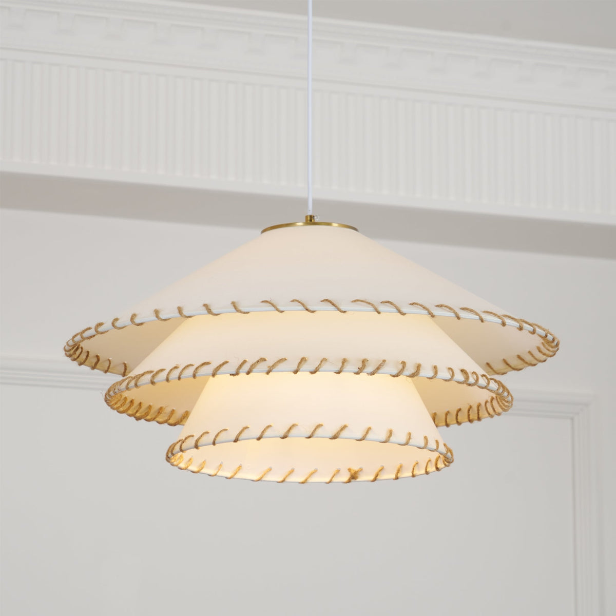 Oversized Fabric Drum Shade Ceiling Light for Kitchen Island & Dining Table – Adjustable Height Indoor Fixture with E26 Socket, Warm Ambient | Thomler