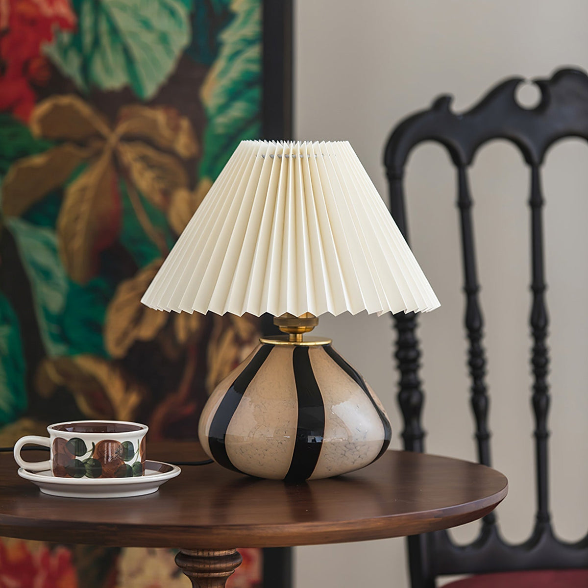 Plug-In Bedside Lamp with Push-Button Switch – 12 in Glass Shade Accent Light for Nightstand, Desk