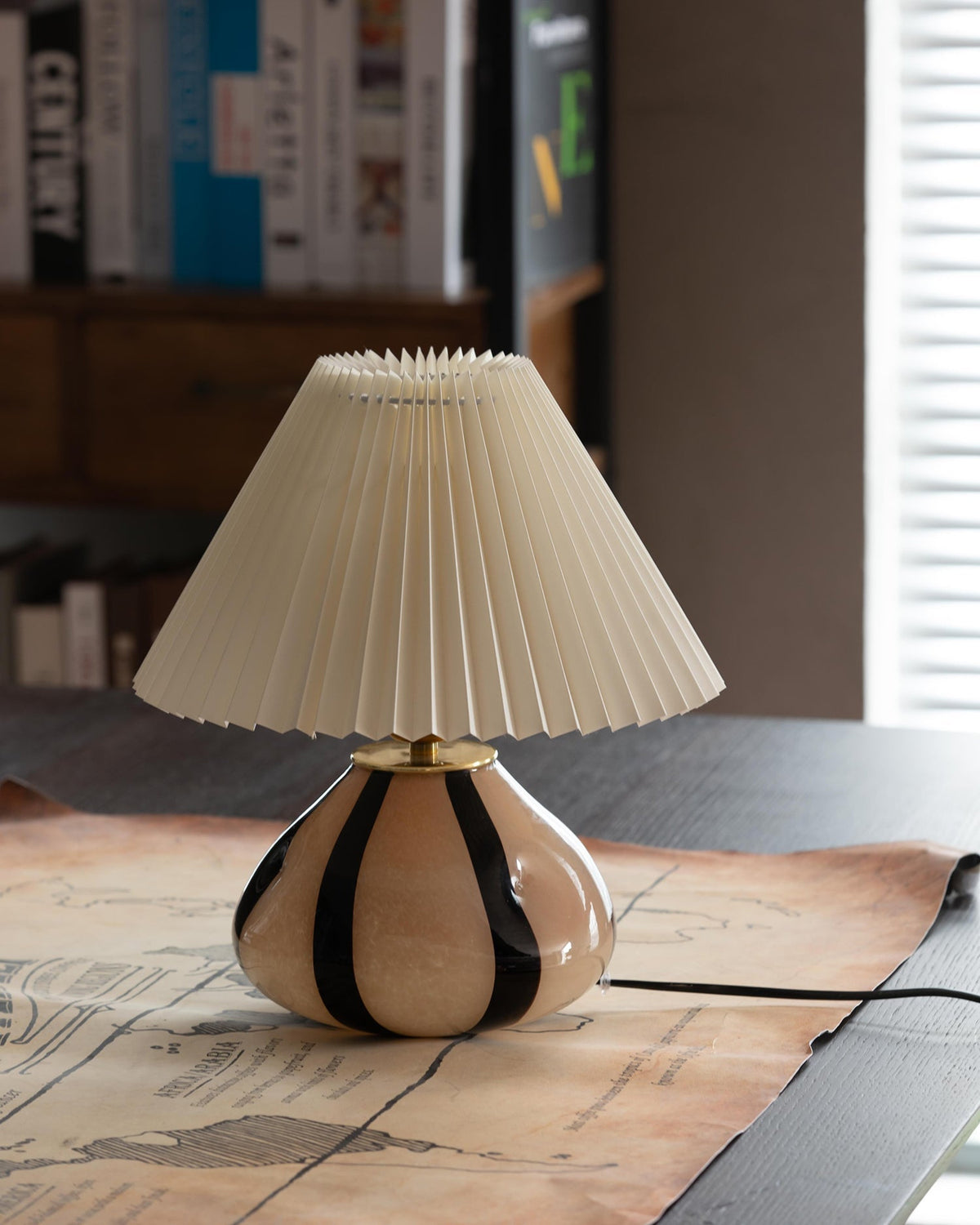 Plug-In Bedside Lamp with Push-Button Switch – 12 in Glass Shade Accent Light for Nightstand, Desk