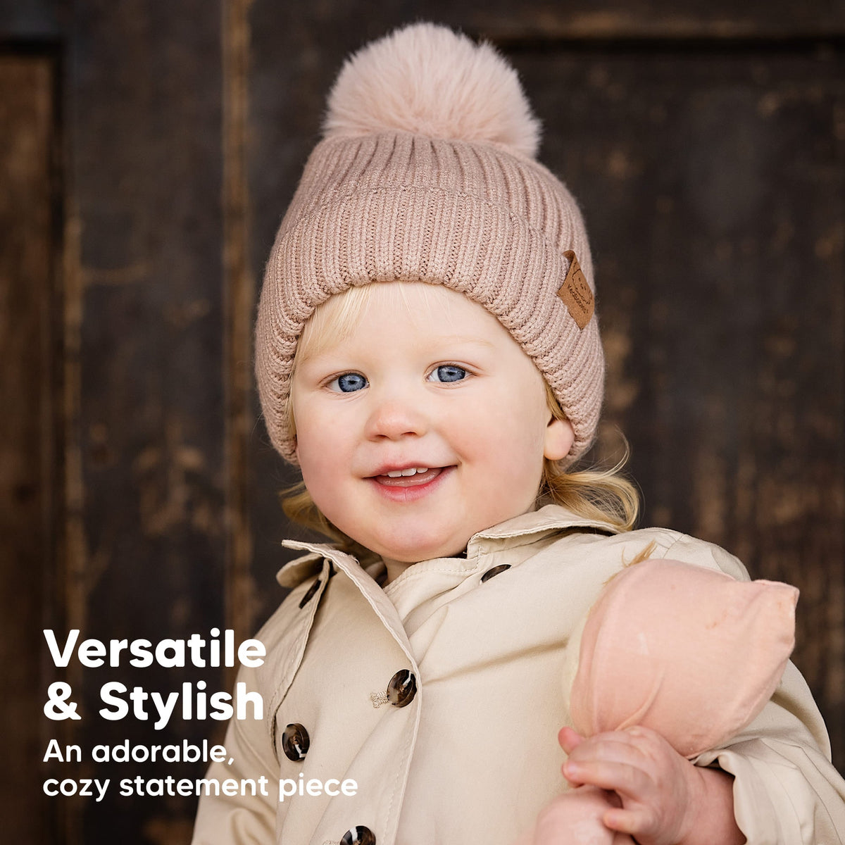 2-Pack Baby Pom Knitted Beanie