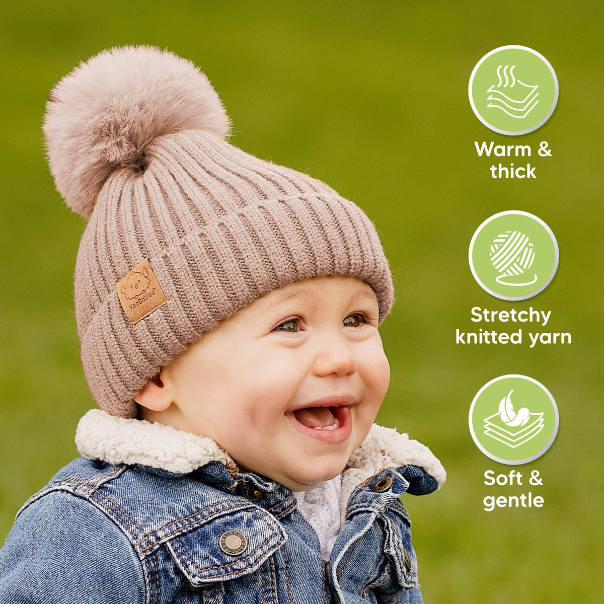 2-Pack Baby Pom Knitted Beanie