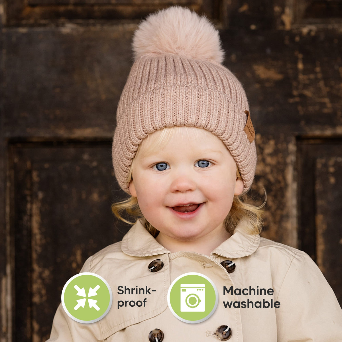 2-Pack Baby Pom Knitted Beanie