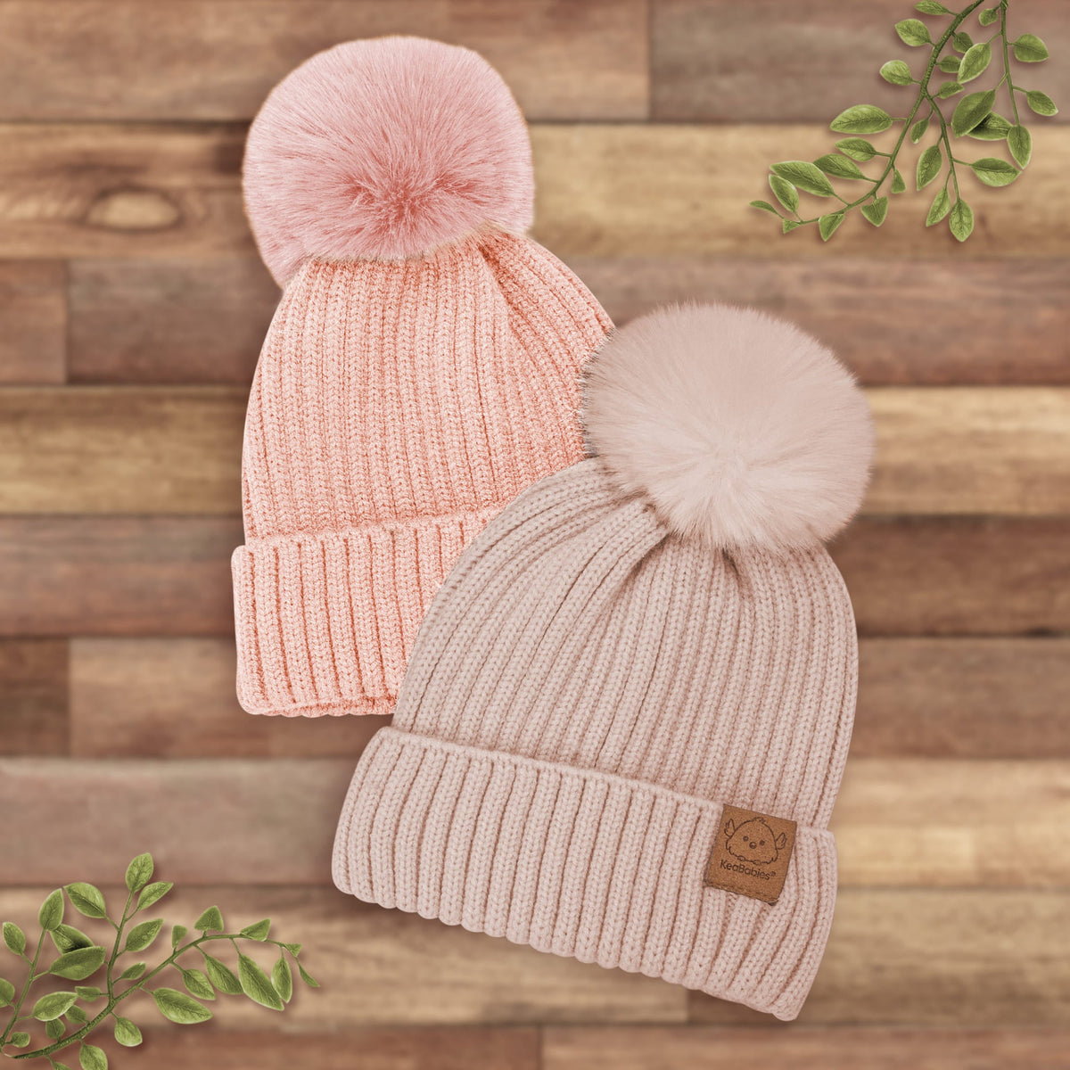 2-Pack Baby Pom Knitted Beanie