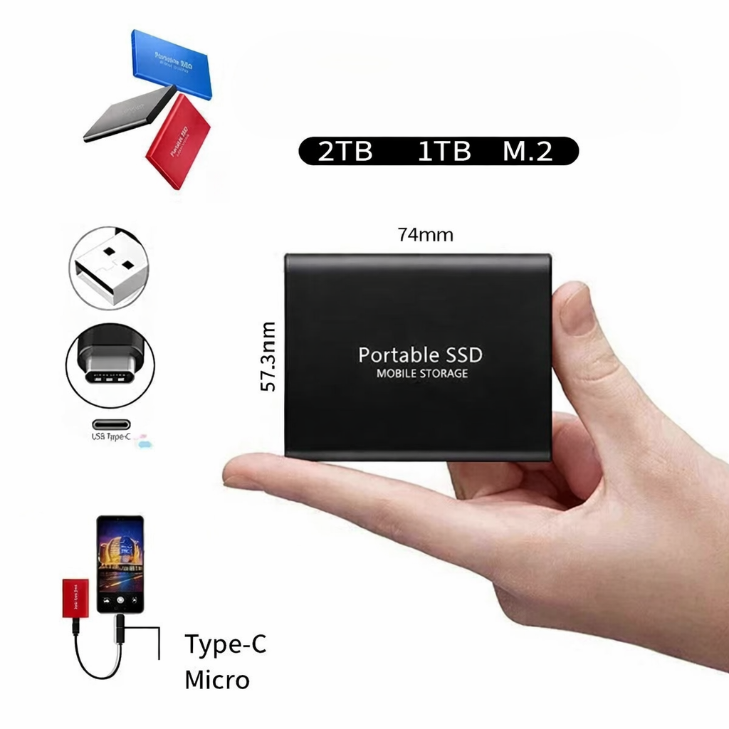 2TB Portable Solid State Drive – Lightning-Fast Transfer & Pocket-Size Storage for Laptops, Desktops, Mac & PC | Thomler