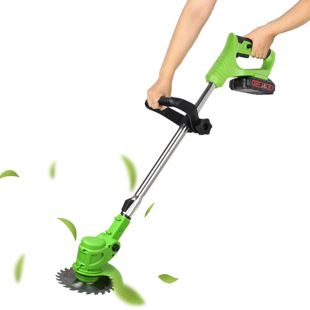 Battery-Powered Lawn Edger 24V Rechargeable Yard Tool 6-Inch Cutting Head Adjustable Shaft Handheld Garden Equipment for Edges Walkways