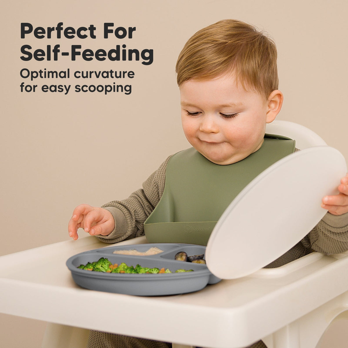 3-Pack Baby Silicone Suction Plates with Lids