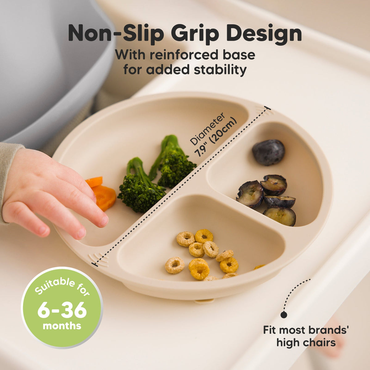 3-Pack Baby Silicone Suction Plates with Lids