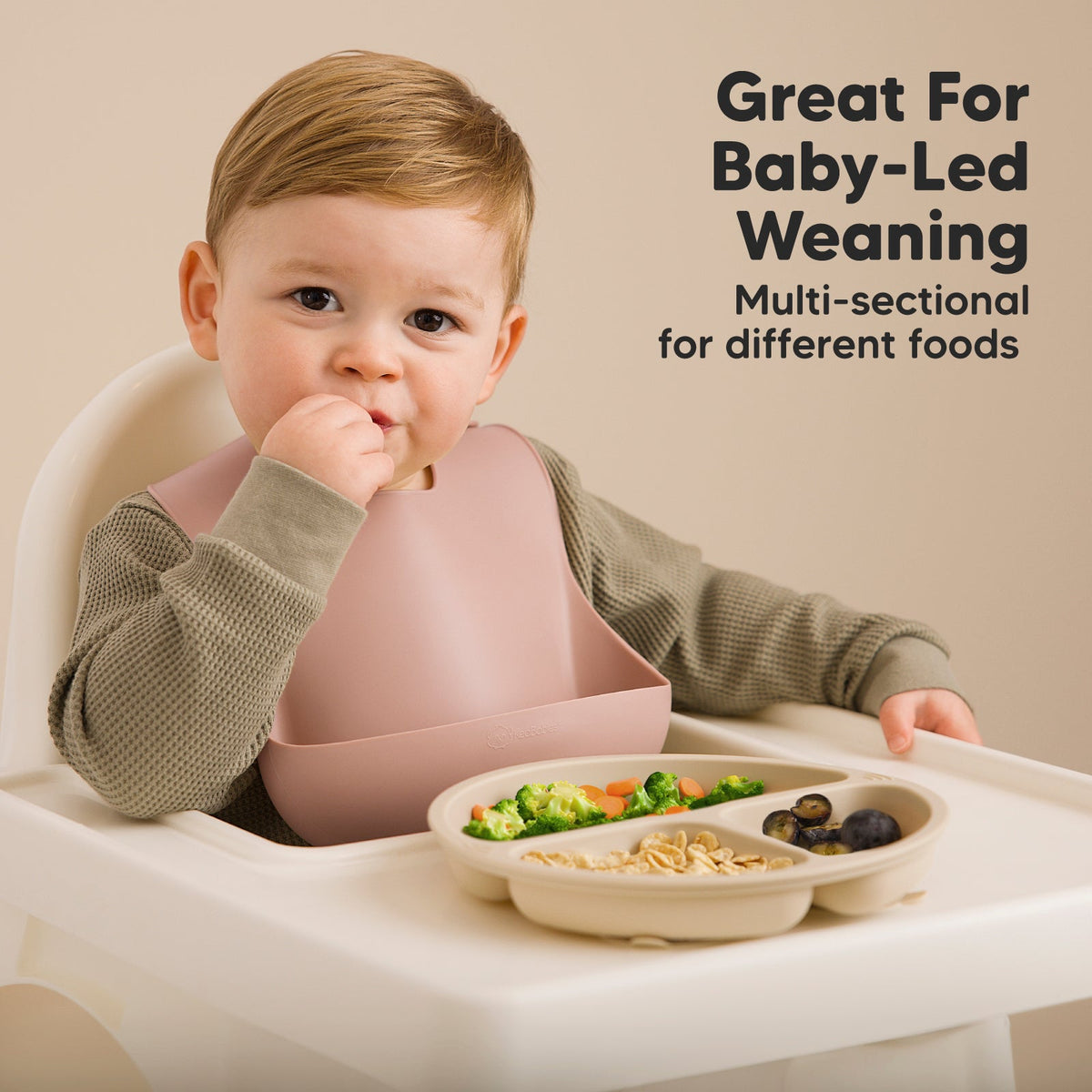 3-Pack Baby Silicone Suction Plates with Lids