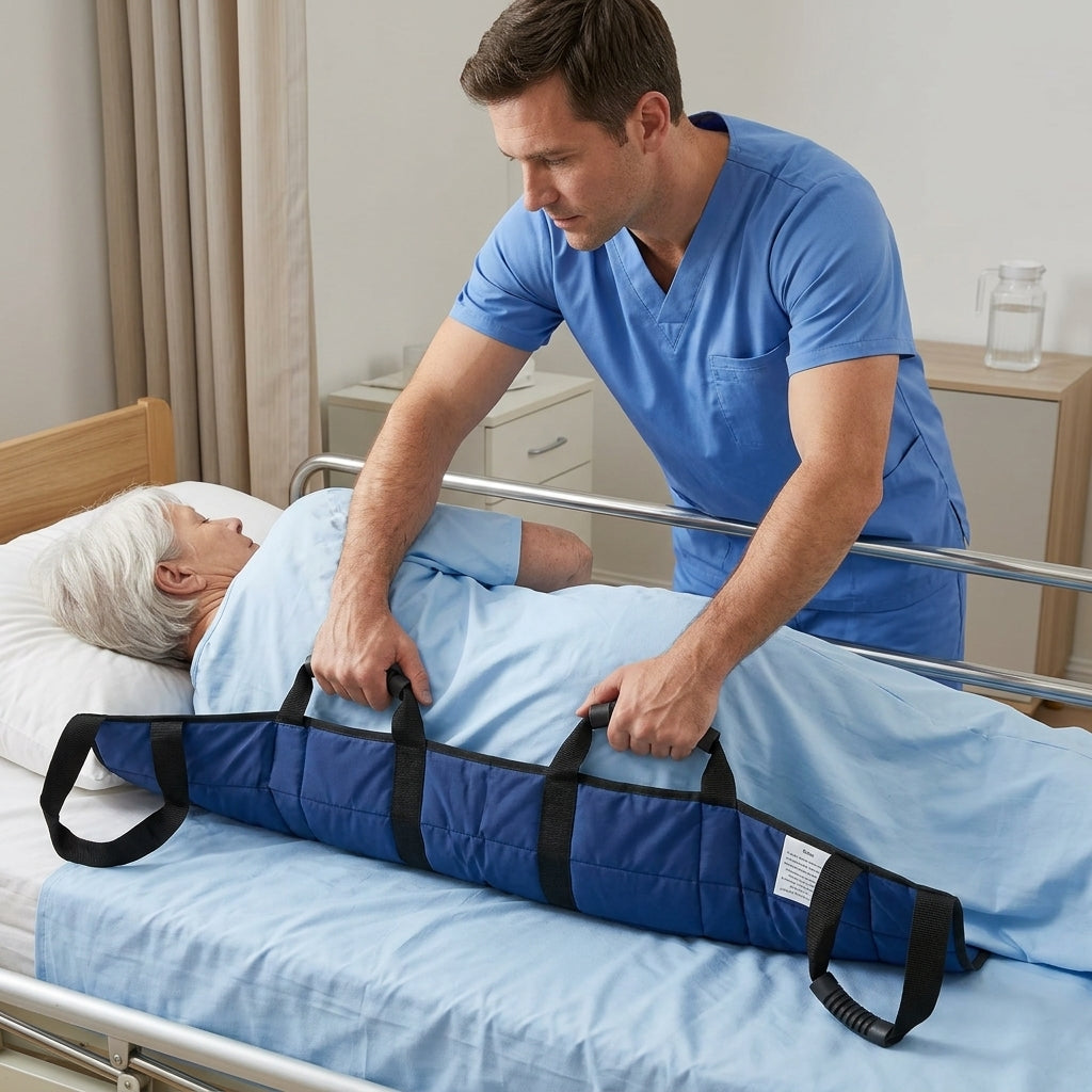 Gepolsterd mobiliteitshulpmiddel voor herpositionering in bed & ondersteuning voor mantelzorgers met veilige handgrepen | Transferhulp voor senioren voor beweging in bed | Thomler