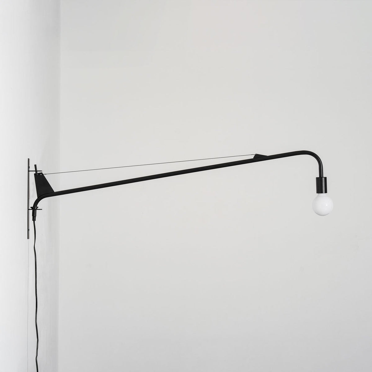 Adjustable Swing Arm Wall Sconce Black Iron 43 in Reach Modern Task Light for Office Living Room Bedroom Workspace Reading Ambient Lighting | Thomler