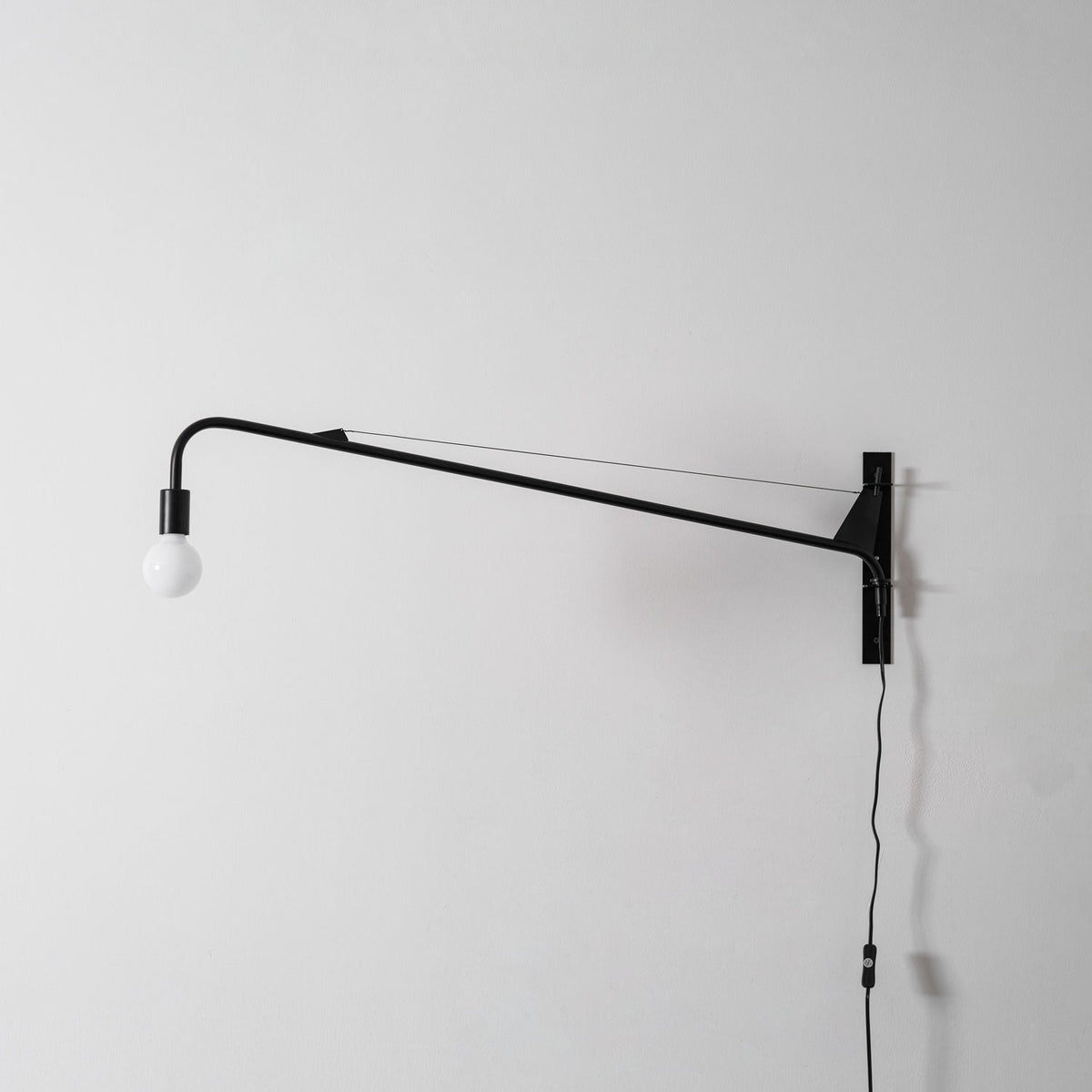 Adjustable Swing Arm Wall Sconce Black Iron 43 in Reach Modern Task Light for Office Living Room Bedroom Workspace Reading Ambient Lighting | Thomler