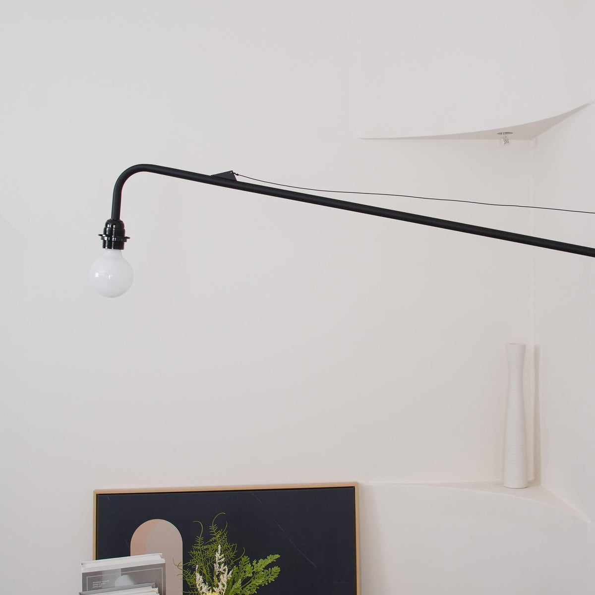 Adjustable Swing Arm Wall Sconce Black Iron 43 in Reach Modern Task Light for Office Living Room Bedroom Workspace Reading Ambient Lighting | Thomler