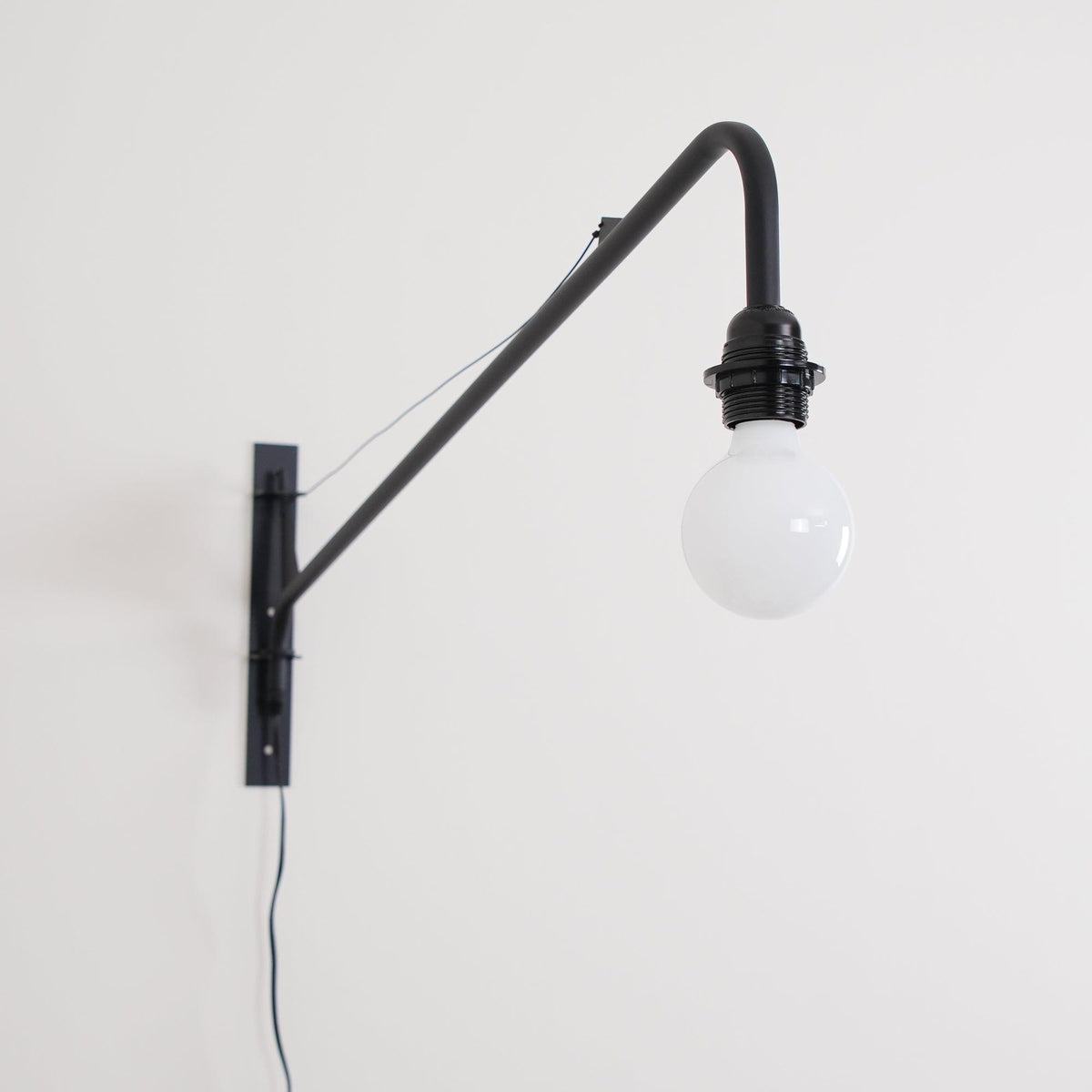 Adjustable Swing Arm Wall Sconce Black Iron 43 in Reach Modern Task Light for Office Living Room Bedroom Workspace Reading Ambient Lighting | Thomler