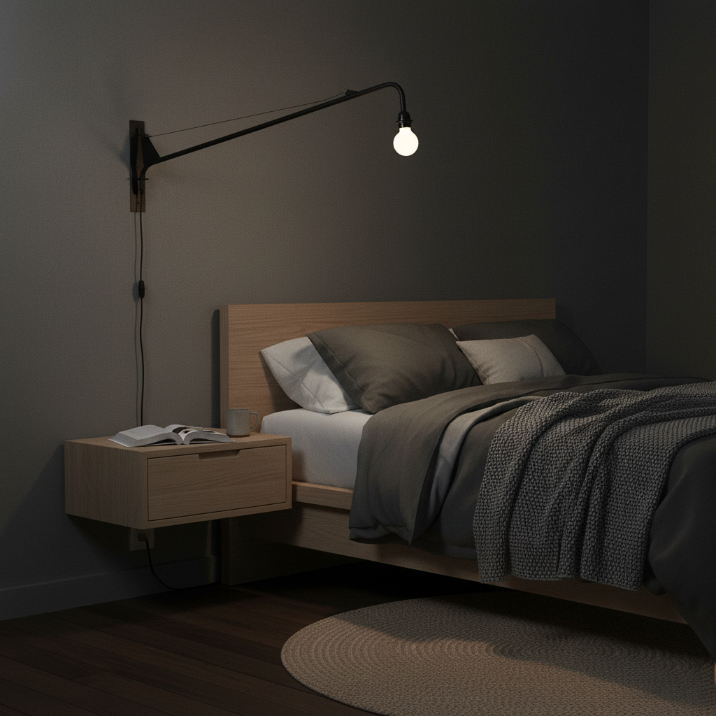 Adjustable Swing Arm Wall Sconce Black Iron 43 in Reach Modern Task Light for Office Living Room Bedroom Workspace Reading Ambient Lighting | Thomler