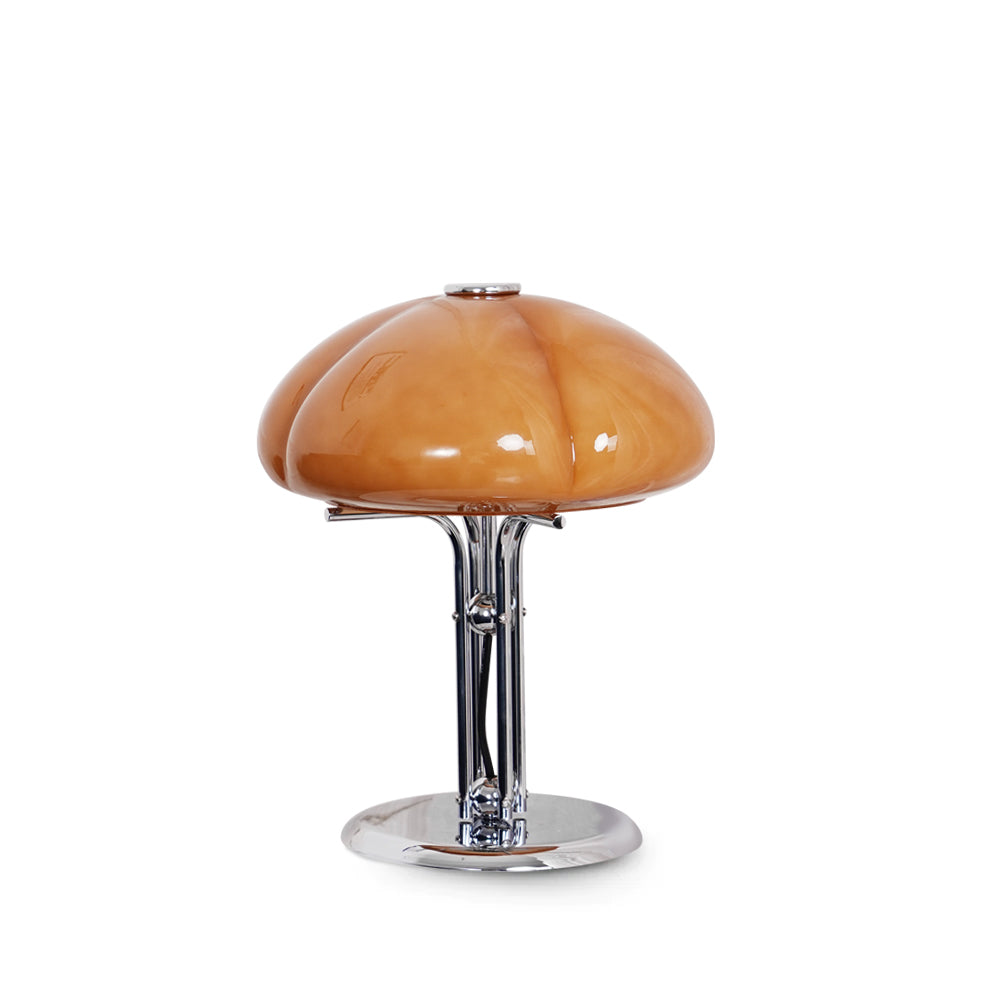 Retro Glaskugel-Lampe, orange Akzentleuchte mit Druckschalter für Schlafzimmer, Büro, Schreibtisch, Nachttisch, Mid-Century Modern LED-Tischleuchte | Thomler