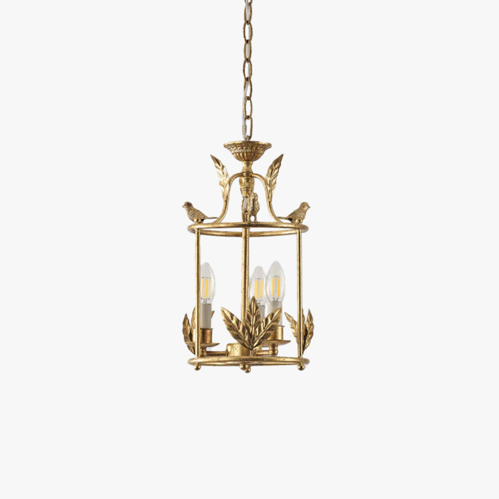 Metal Lantern Ceiling Light 10-Inch Hanging Fixture with Bird Motif for Dining Room Entryway Vintage-Style Chain Suspension | Thomler